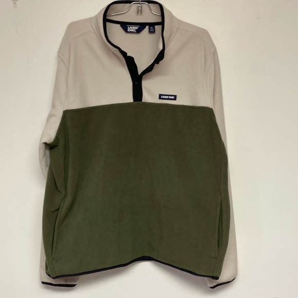 Lands' End Other - Lands’ End Heritage Fleece Snap Pullover  Men’s XL Olive Cream Two Toned Jacket